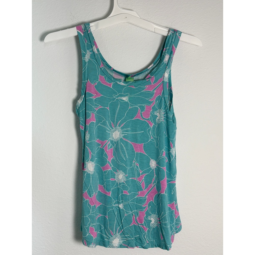Wildfox Floral Pajama Set Teal‎ Pink Tank Top and Shorts Sleepwear XS